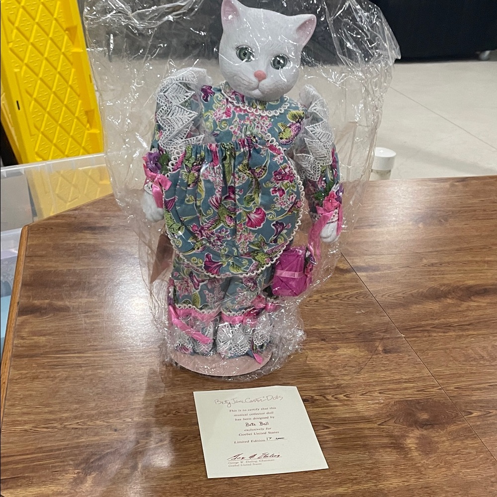 Floral Cat Doll with Pink Accents